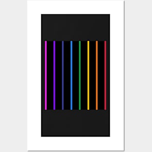 Vintage black and narrow rainbow stripes - vertical Posters and Art